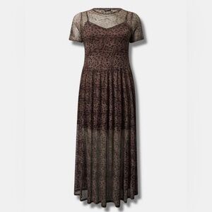 Elegant Brown Animal Print Maxi Dress